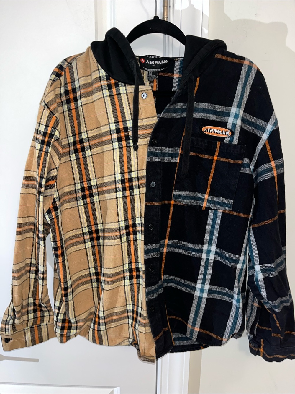 Plaid Airwalk mens Forever 21 skater Button down Hoodie Hooded Jacket Sweatshirt